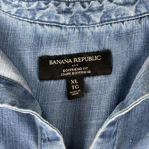 Banana Republic Shirt Womens XL Chambray Boyfriend Fit Button Back Pullover Blue - Picture 11 of 13